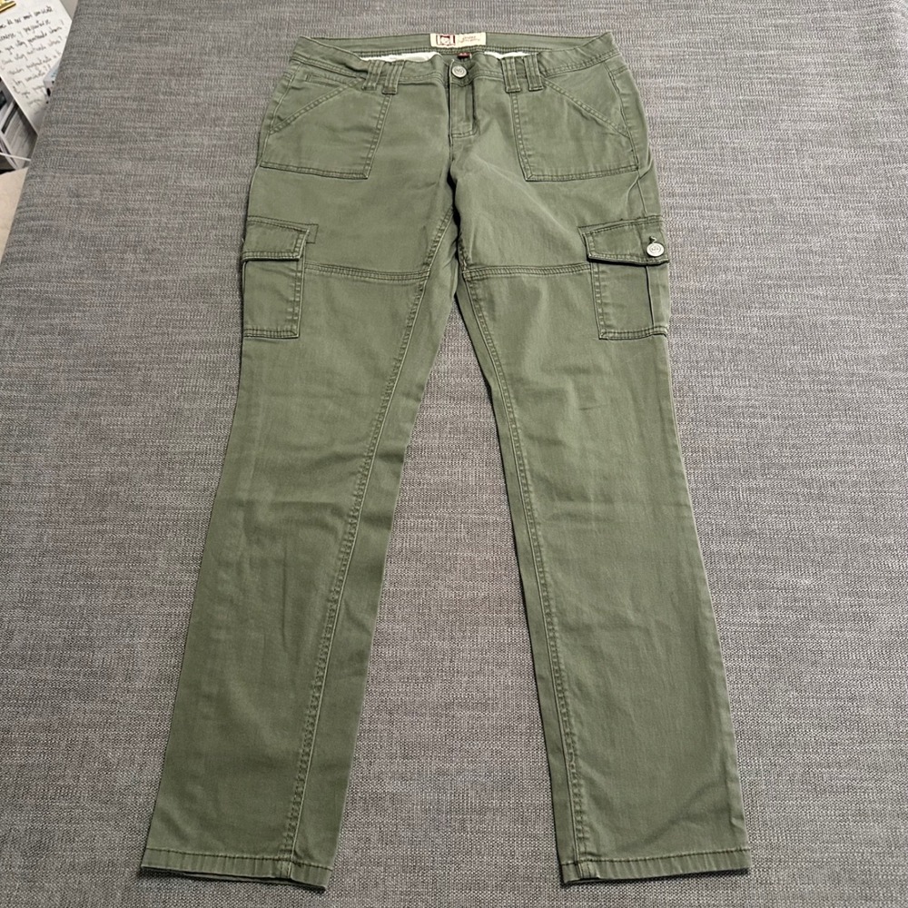 LEI Cargo Pants Womens 13 Green Ashley Lowrise Skinny Utility Trousers